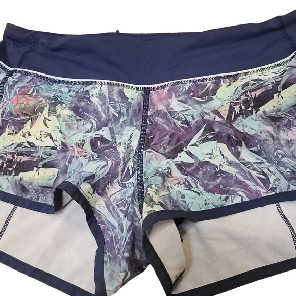 Lululemon 752 Run: Speed Short *4-way Stretch Iridescent Multi / Deep Navy sz 6 - Picture 4 of 9